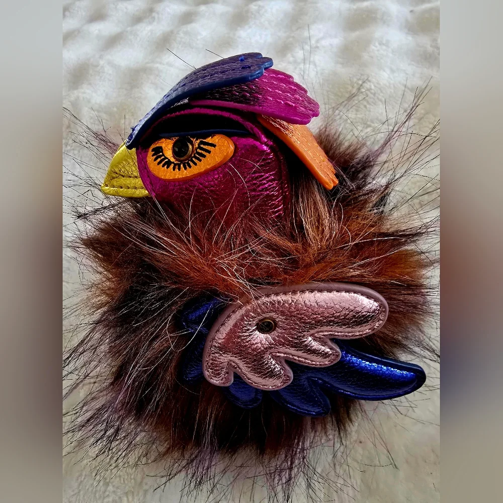 Kurt Geiger Eagle Pom Pom Bag Charm - Picture 4 of 10